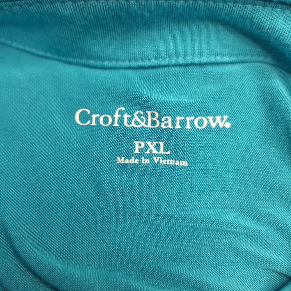 Croft & Barrow Teal Blue Lace Crochet Short Sleeve Scoop Neck Top PXL - Picture 5 of 6